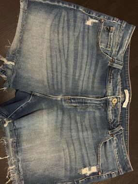 KanCan Medium Blue Distressed Denim Cutoff Shorts